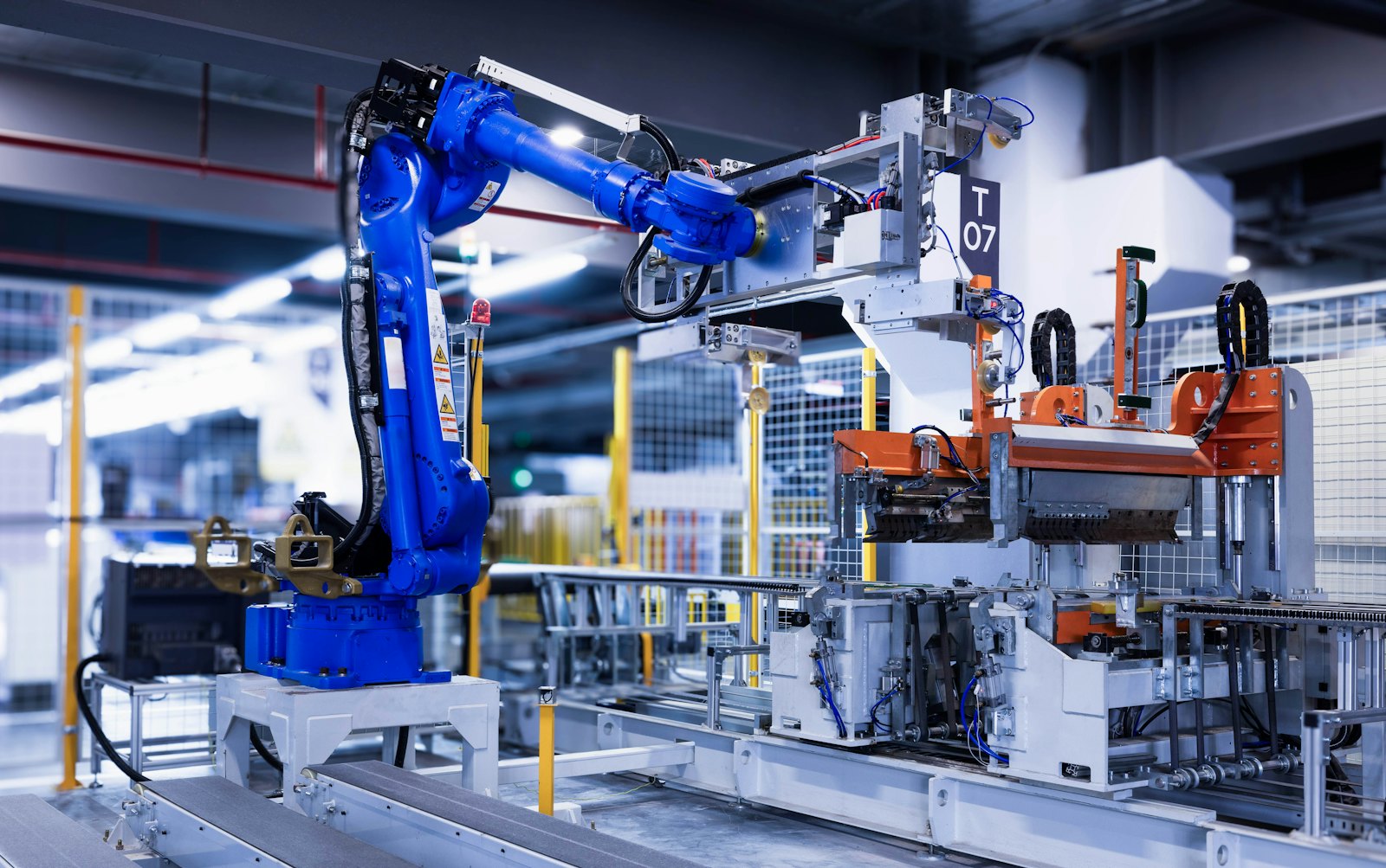 Robotic arm operating on an automated production line